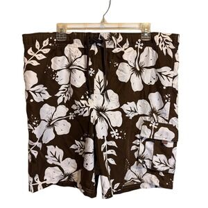 Sonoma Life & Style Men's Floral Swim Shorts Trunks Brown‎ Size M